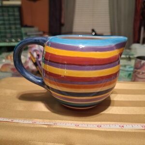 Vintage Havana Multicolor Striped Ceramic Pitcher